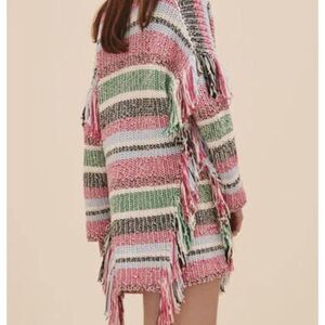Maje Missy Open Front Striped Fringe Cardigan - Size 3 - L / XL - $570